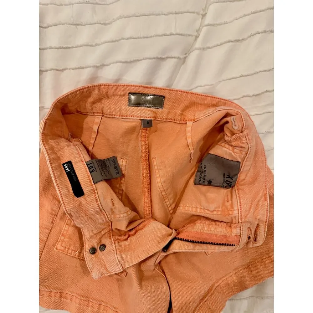 Peach Utility Festival Shorts High Rise Denim Zip Pocket Size 0 Summer Coachella - Picture 7 of 13